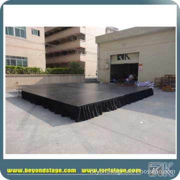 Glass surface portable stage with adjustable height legs